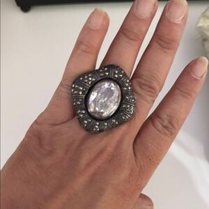 Vintage-Inspired Silver and Black Ring